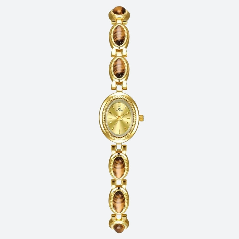 Montre Vintage Femme Ovale Dorée Strass - vue 4 - Montrelio