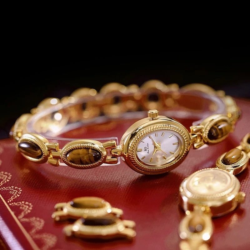 Montre Vintage Femme Ovale Dorée Strass - vue 8 - Montrelio