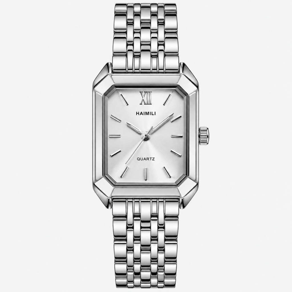 Montre Vintage Femme Rectangle Métal Argenté - vue 1 - Montrelio