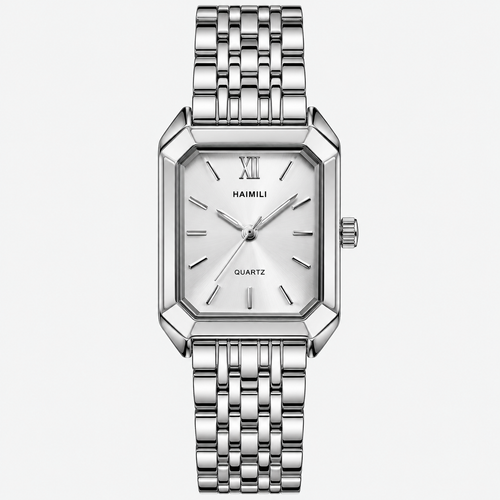 Montre Vintage Femme Rectangle Métal Argenté - vue 1 - Montrelio