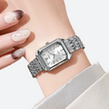 Montre Vintage Femme Rectangle Métal Argenté - vue 1 - Montrelio