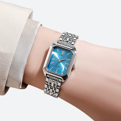 Montre Vintage Femme Rectangle Métal Argenté - vue 2 - Montrelio