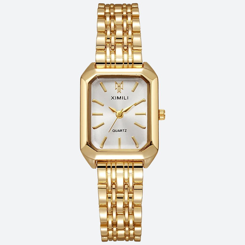 Montre Vintage Femme Rectangle Métal Doré - vue 1 - Montrelio