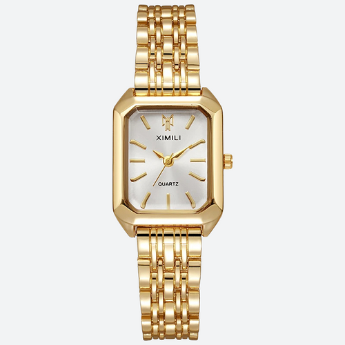 Montre Vintage Femme Rectangle Métal Doré - vue 1 - Montrelio