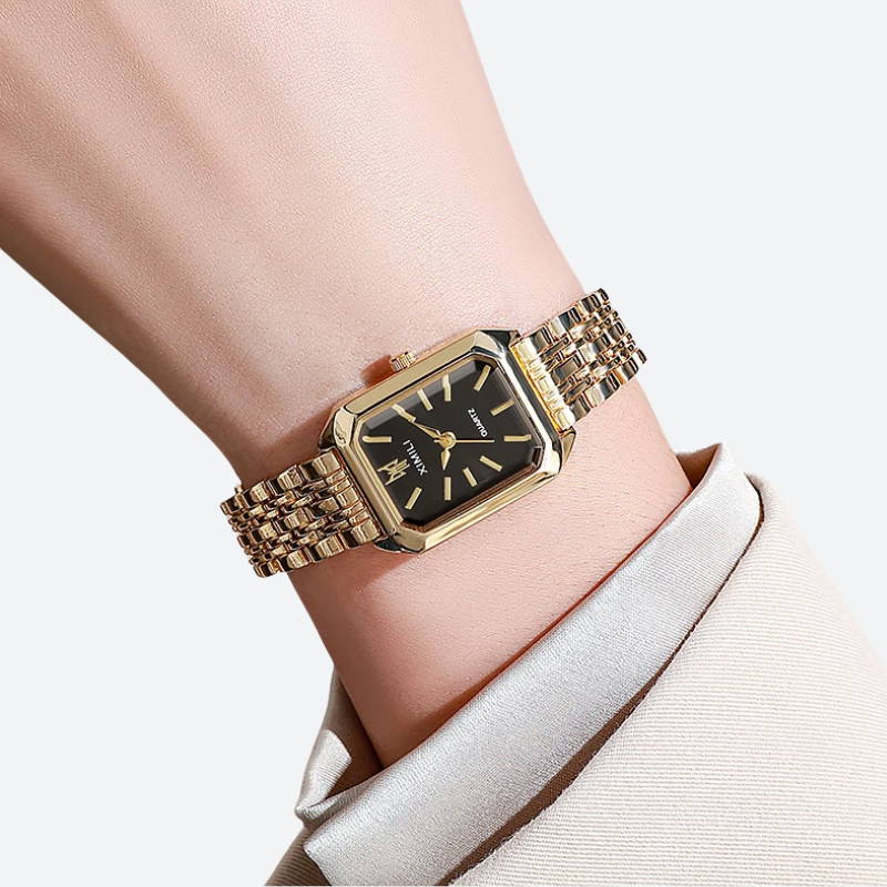 Montre Vintage Femme Rectangle Métal Doré - vue 3 - Montrelio