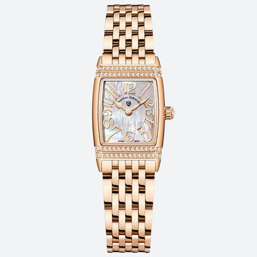 Montre Vintage Femme Rectangulaire Argent et Nacre