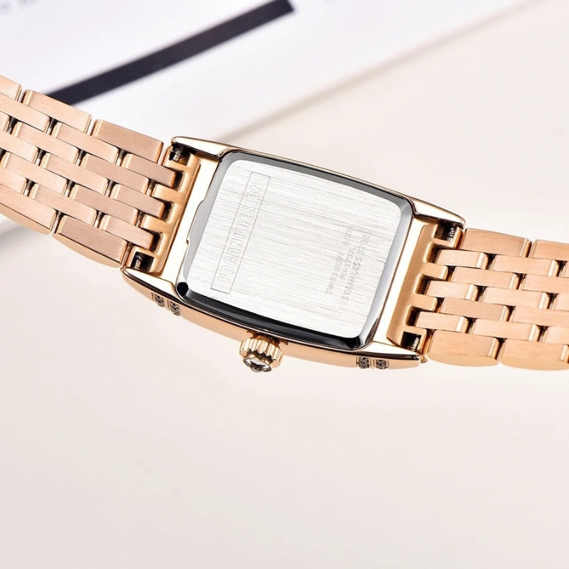 Montre Vintage Femme Rectangulaire Argent et Nacre - vue 5 - Montrelio