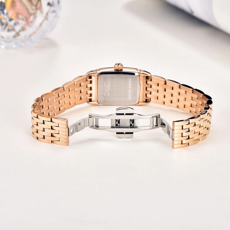 Montre Vintage Femme Rectangulaire Argent et Nacre - vue 6 - Montrelio