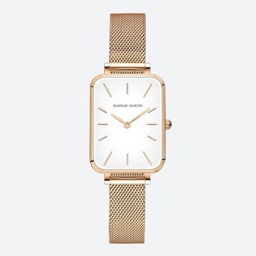 Montre Vintage Femme Rectangulaire Dorée Maille Fine - vue 1 - Montrelio