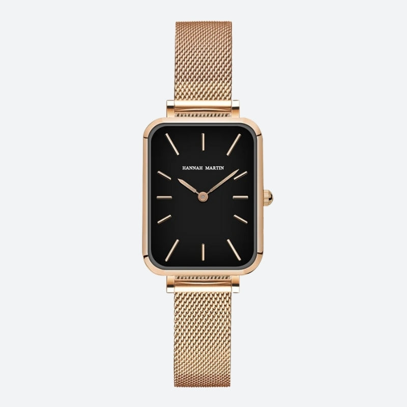 Montre Vintage Femme Rectangulaire Dorée Maille Fine - vue 3 - Montrelio