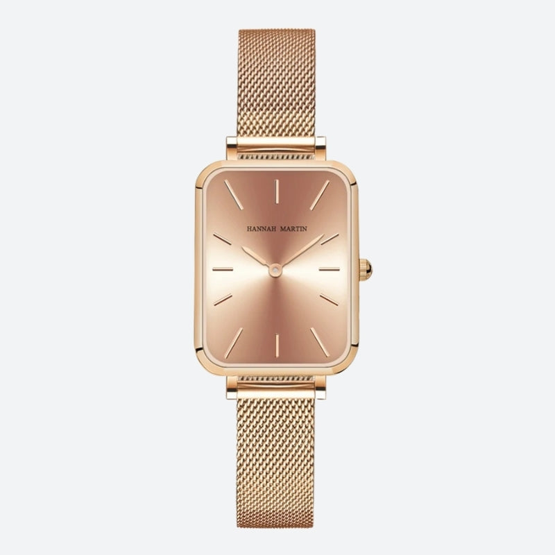 Montre Vintage Femme Rectangulaire Dorée Maille Fine - vue 4 - Montrelio