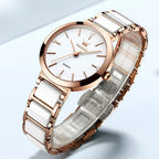 Montre Vintage Femme Ronde Or Rose Céramique - vue 3 - Montrelio