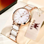 Montre Vintage Femme Ronde Or Rose Céramique - vue 7 - Montrelio