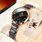Montre Vintage Femme Ronde Or Rose Céramique - vue 8 - Montrelio