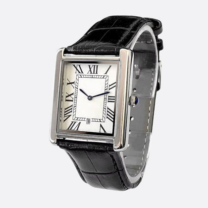 Montre Vintage Homme Carrée Ultra-Fine Quartz Cuir