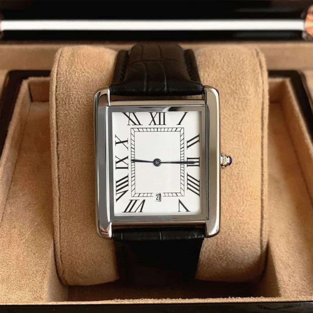 Montre Vintage Homme Carrée Ultra-Fine Quartz Cuir - vue 4 - Montrelio
