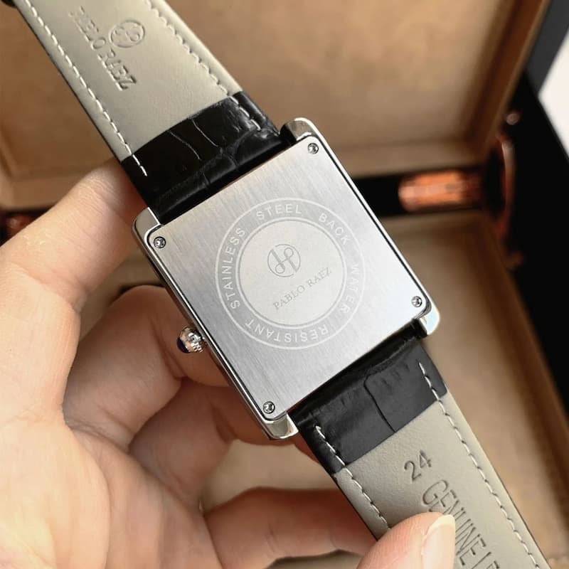 Montre Vintage Homme Carrée Ultra-Fine Quartz Cuir - vue 5 - Montrelio