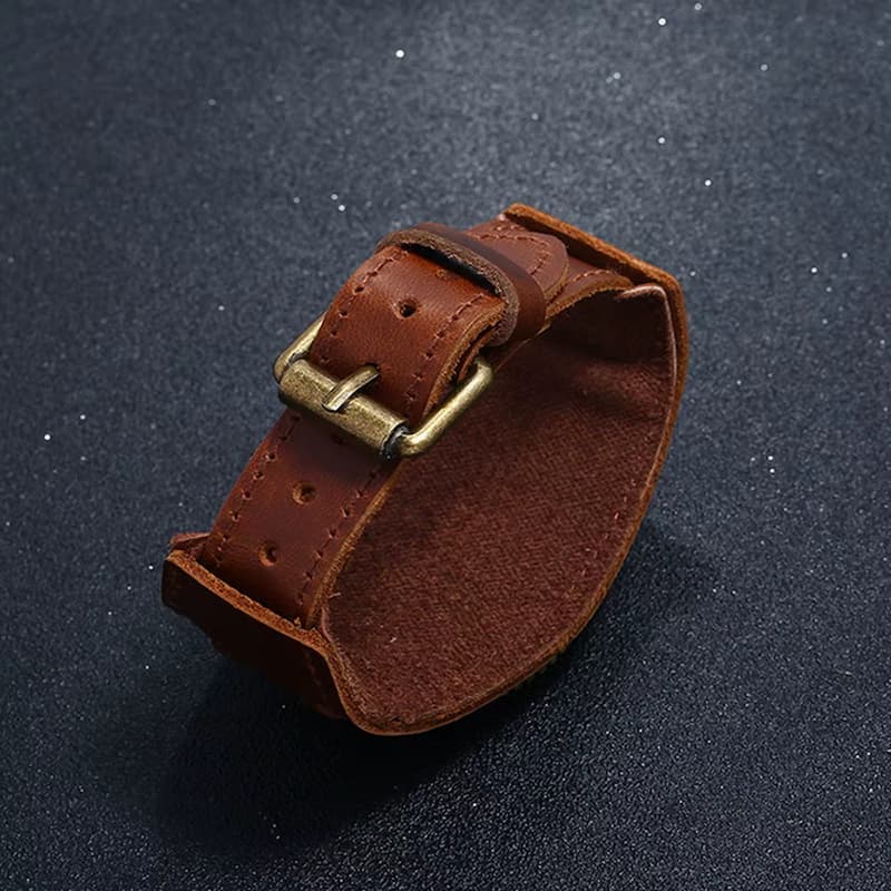 Montre Vintage Homme Cuir Quartz Cadran Romain - vue 4 - Montrelio
