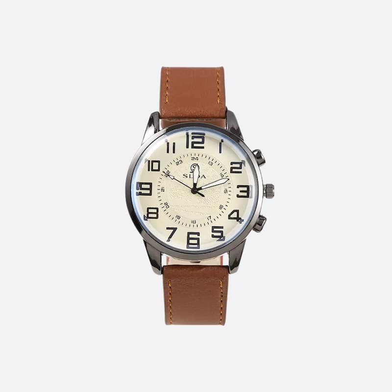 Montre Vintage Homme Quartz Classique Bracelet Cuir - vue 1 - Montrelio