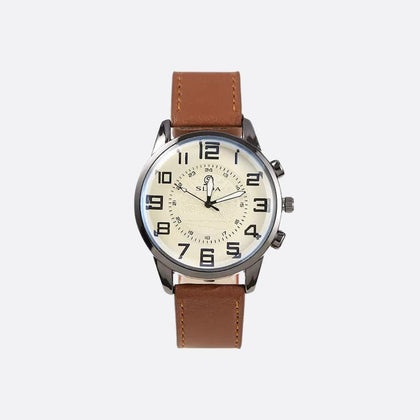 Montre Vintage Homme Quartz Classique Bracelet Cuir