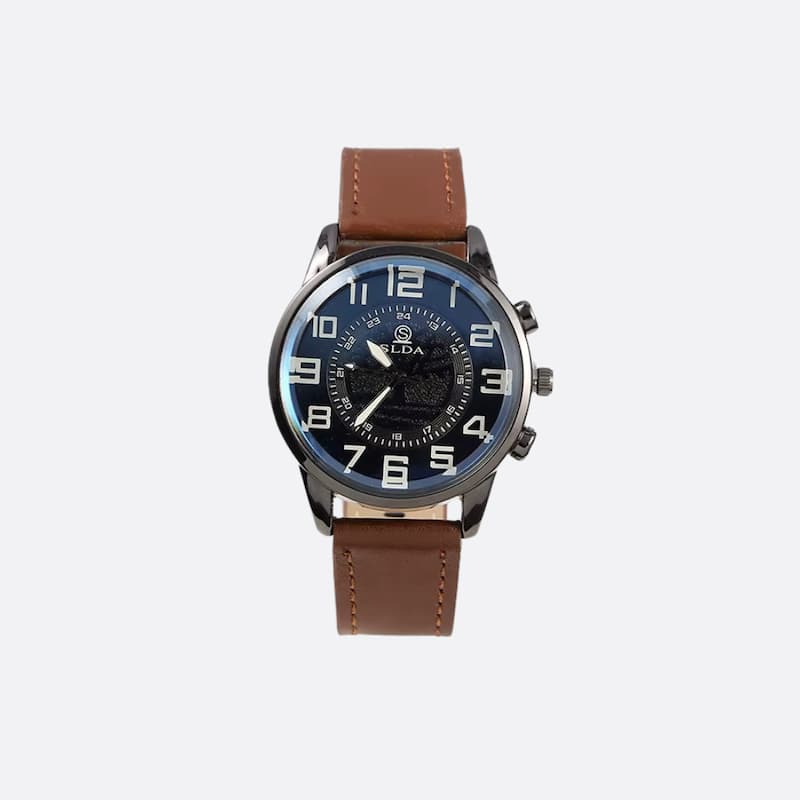 Montre Vintage Homme Quartz Classique Bracelet Cuir - vue 2 - Montrelio