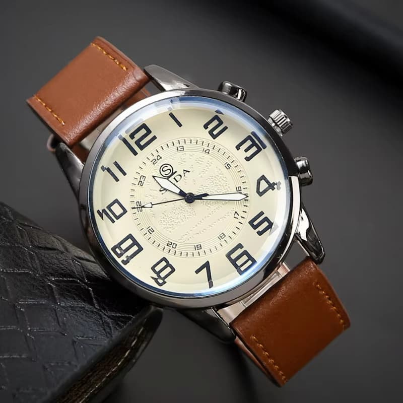 Montre Vintage Homme Quartz Classique Bracelet Cuir - vue 7 - Montrelio