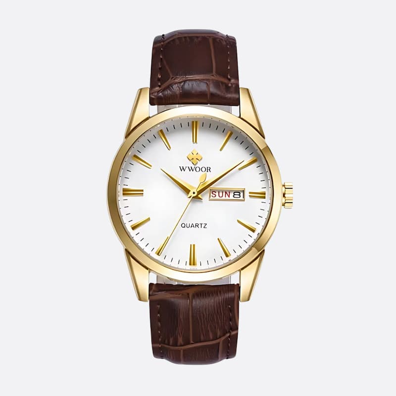 Montre Vintage Homme Quartz Cuir Marron - vue 1 - Montrelio