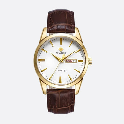 Montre Vintage Homme Quartz Cuir Marron - vue 1 - Montrelio