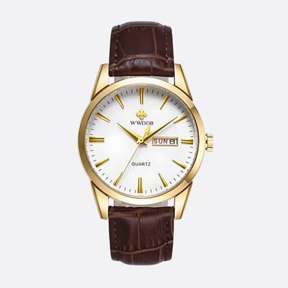 Montre Vintage Homme Quartz Cuir Marron