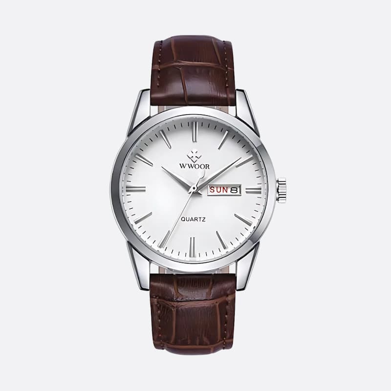 Montre Vintage Homme Quartz Cuir Marron - vue 2 - Montrelio
