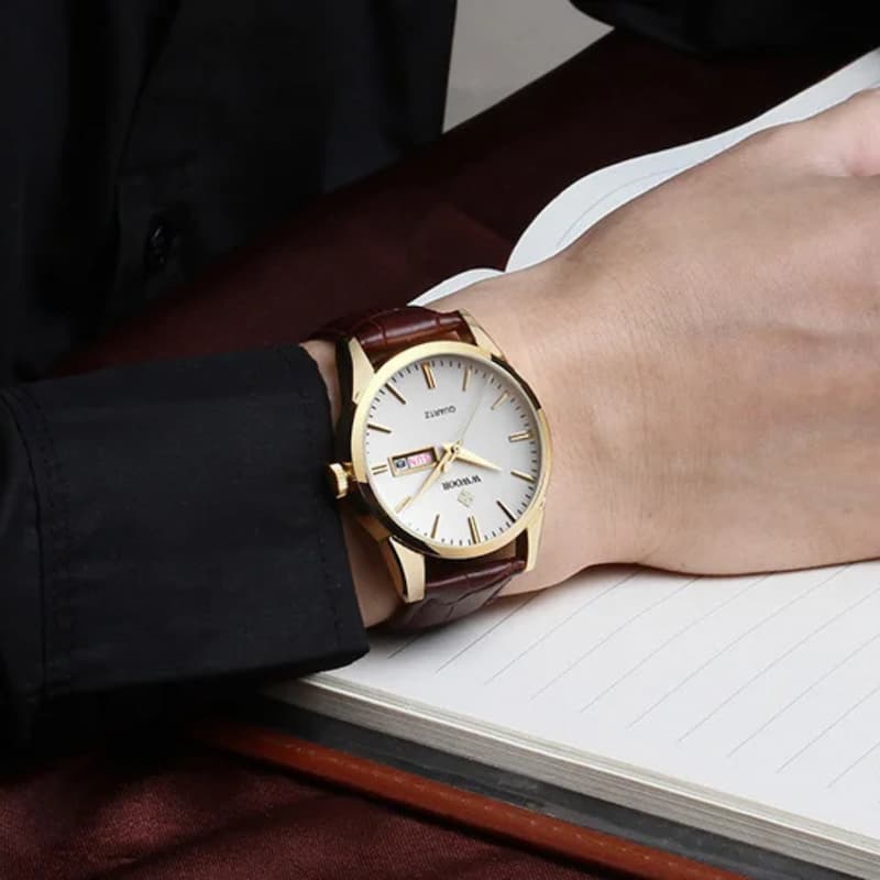 Montre Vintage Homme Quartz Cuir Marron - vue 5 - Montrelio