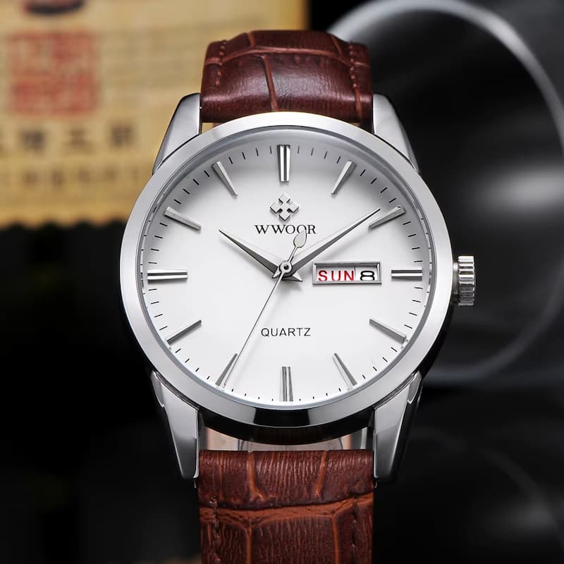 Montre Vintage Homme Quartz Cuir Marron - vue 7 - Montrelio