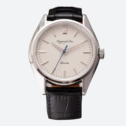 Montre Vintage Homme Quartz Minimaliste Cuir Noir Saphir