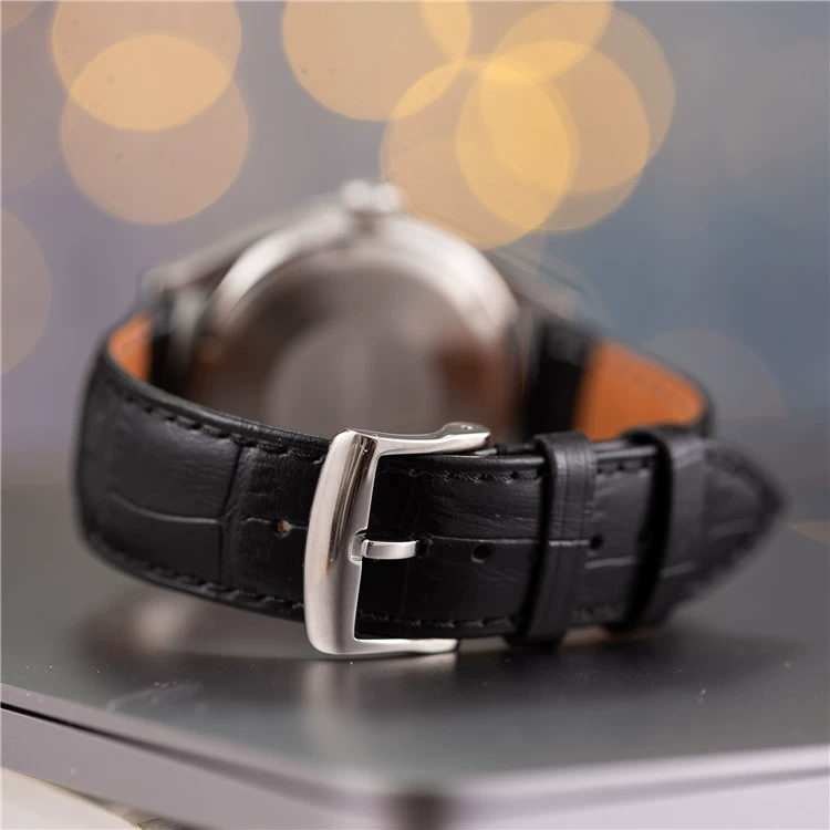Montre Vintage Homme Quartz Minimaliste Cuir Noir Saphir - vue 5 - Montrelio