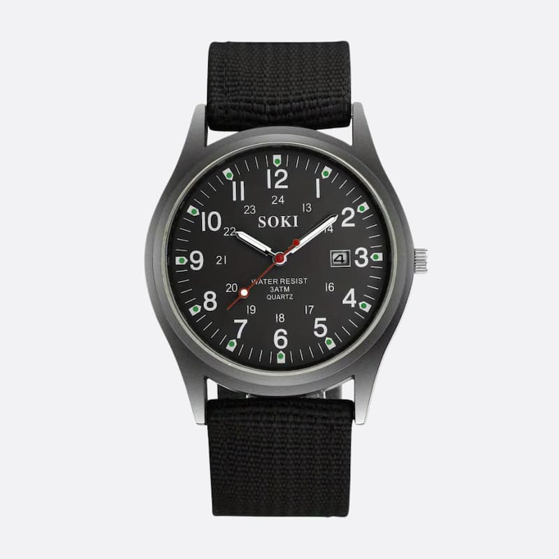 Montre Vintage Militaire Homme Quartz Bracelet Nylon - vue 1 - Montrelio