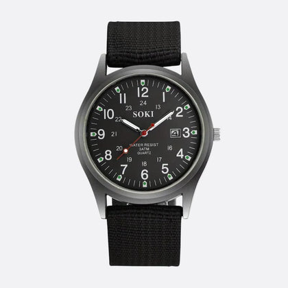 Montre Vintage Militaire Homme Quartz Bracelet Nylon