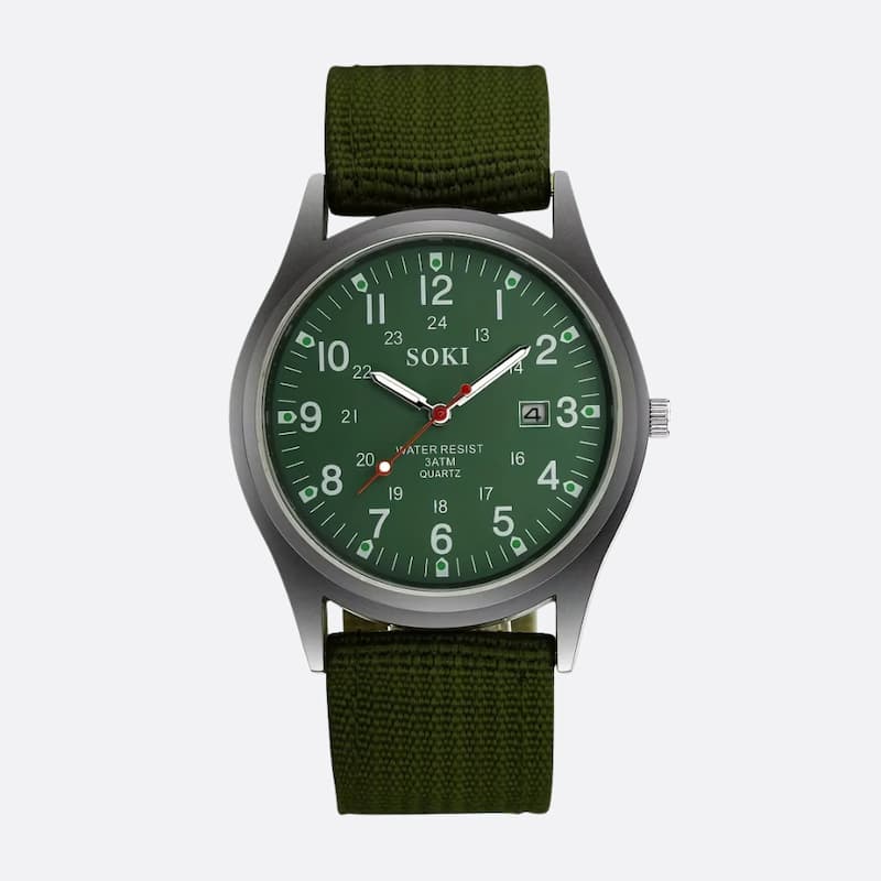 Montre Vintage Militaire Homme Quartz Bracelet Nylon - vue 4 - Montrelio