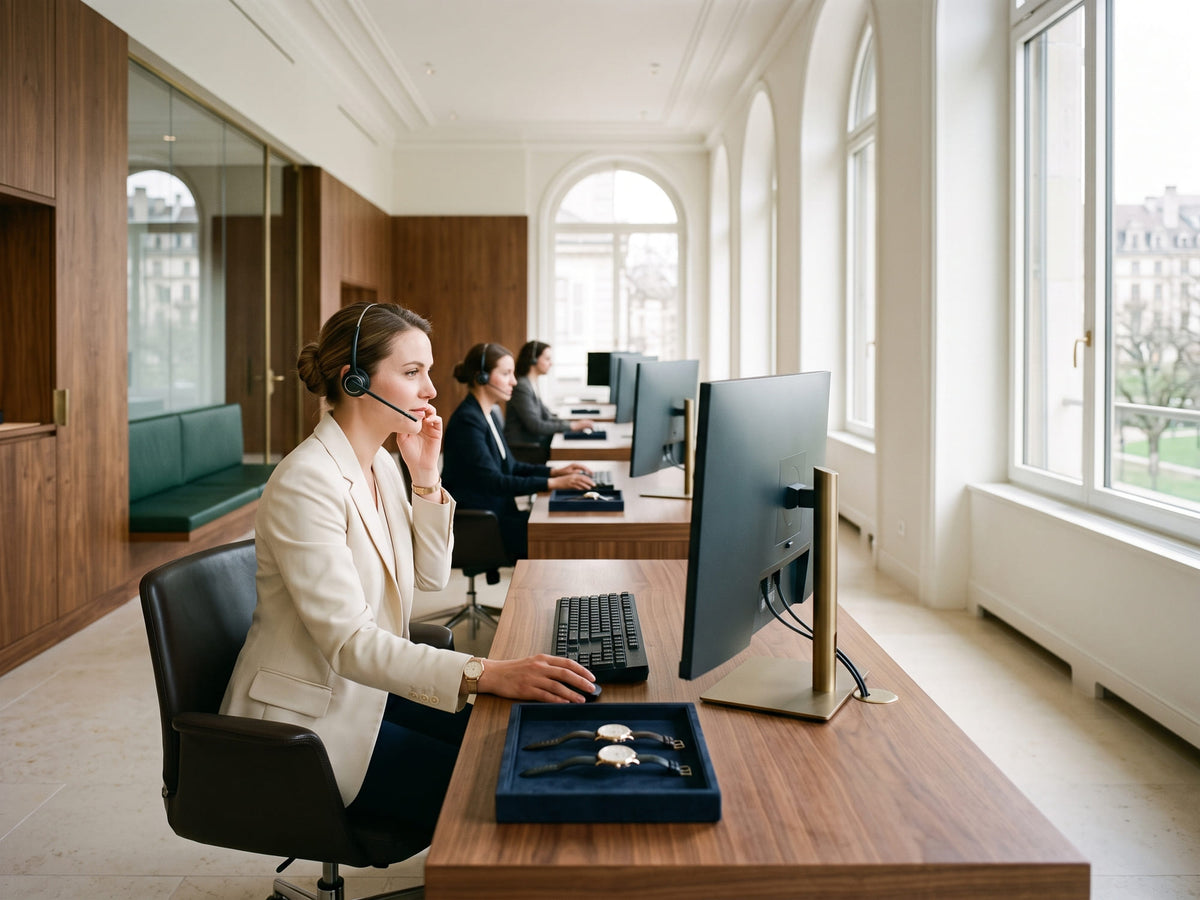 Conseillères du service client Montrelio à leur poste, dans les bureaux de la maison